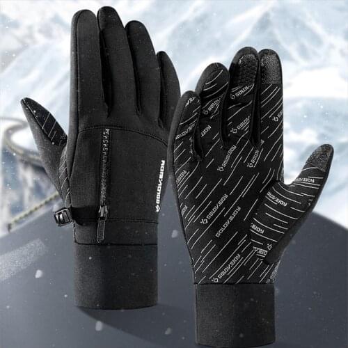Autumn and Winter Riding Outdoor Sports Touch Screen Thickened Anti-Skid Windproof and Velvet Warmth Motorcycle Riding Gloves