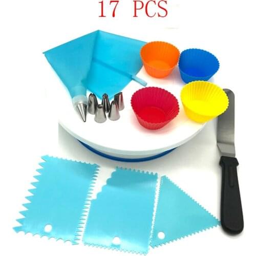 17 PCS DIY Cake Turntable Baking Silicone Mold Cake Plate Rotating Round Cake Decorating Tools Rotary Table Pastry Supplies Cake