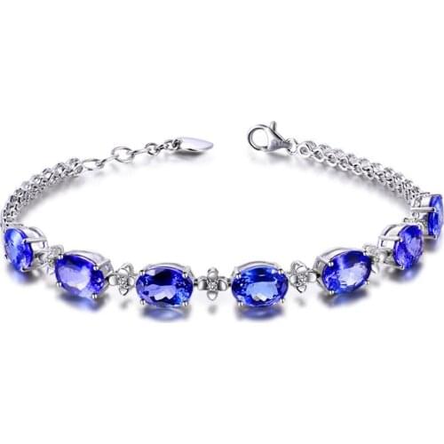 Sapphire bracelets for women white gold silver color blue gemstones crystal aquamarine diamond stones luxury jewelry gifts