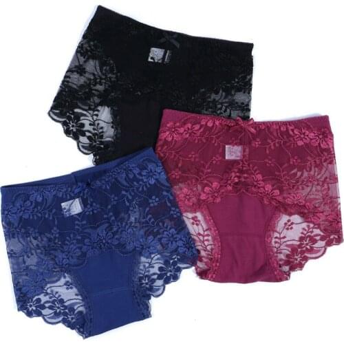 2019 New Arrival Sexy Lace Panties Women Fashion Cozy Lingerie Tempting Pretty Briefs High Quality Cotton Low Waist Panties