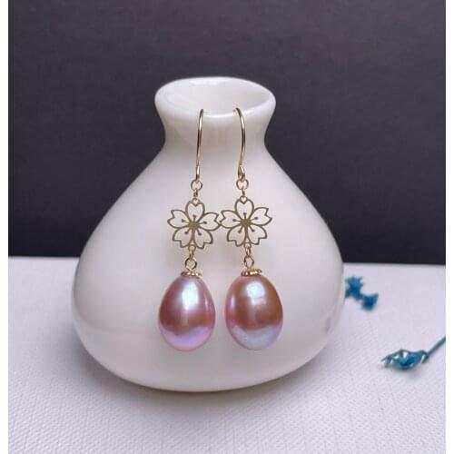 Shilovem 18k yellow gold Natural freshwater pearls Drop Earrings fine Jewelry women trendy wedding plant new myme8-9102222zz