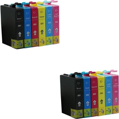12pcs T0801 - T0806 Ink Cartridge For Epson P50 PX650 PX700 PX800 PX710 PX720 PX810 PX820 R265 R285 R360 RX560 RX585