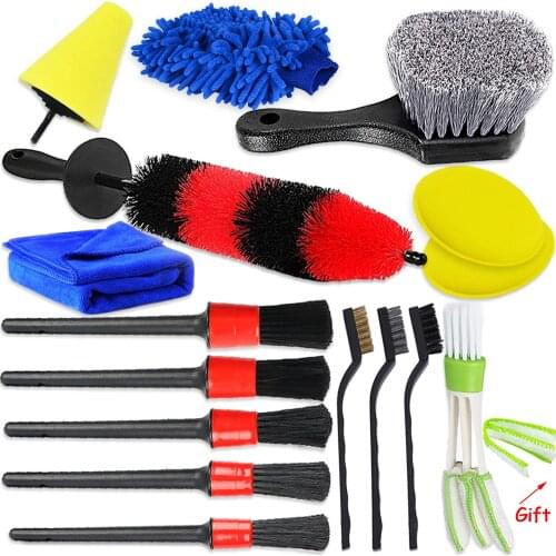 16Pcs Car Cleaning Brush Detailing Brush For Tire Wheel Rim Cleaning Dirt Dust Clean Brushes For Car Interior Exterior Cleaning