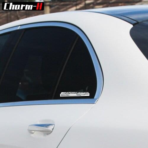 2pcs Reflective Racing Decal Side Window Windshield Graphic Stickers for Mercedes Benz W203 W204 W205 W212 W211 A CLA GLA45 AMG