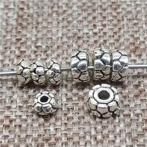20 Pieces of 925 Sterling Silver Small Donut Spacer Beads with Great Details for Bracelet Necklace