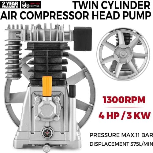 3HP 115PSI Single StageTwin Cylinder 11.8CFM Air Compressor Pump Aluminum Air Compressor Head
