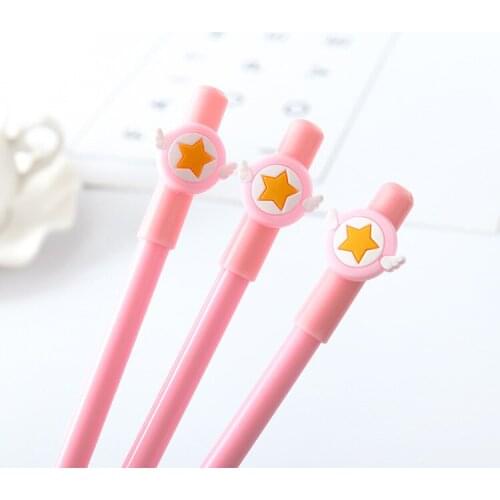 48pcs/lot star wing gel pen cute cartoon student girls writing unisex water ink pen office school pen test writing pen