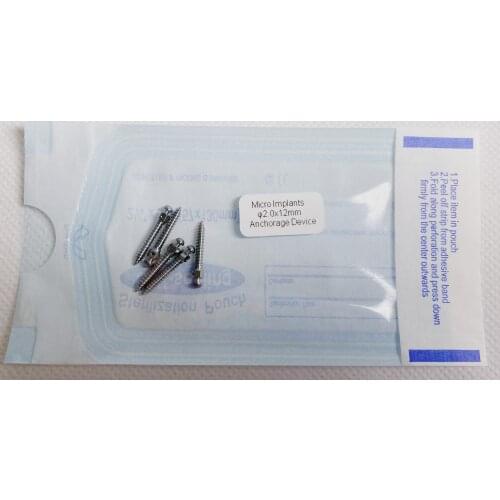 5Pieces TC4 Dental Orthodontic Self-Drilling Titanium Alloy Micro Implants Mini Screws φ2.0X12mm