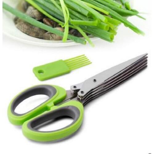 5 Layers Stainless Steel Multilayer Kitchenscissors Chopped Green Onion Vegetable Cut Herb Spices Scissors