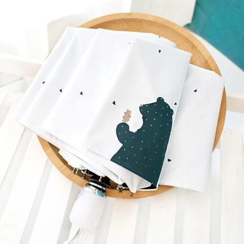 Fully automatic rain and rain dual-purpose vinyl umbrella cartoon cute sun umbrella creative Korean goddess tri-fold umbrella