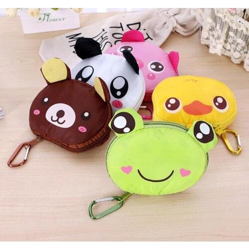 Free shipping japanese style big head animal shopping bag folding portable super large green eco-friendly bag 100pcs SN1621