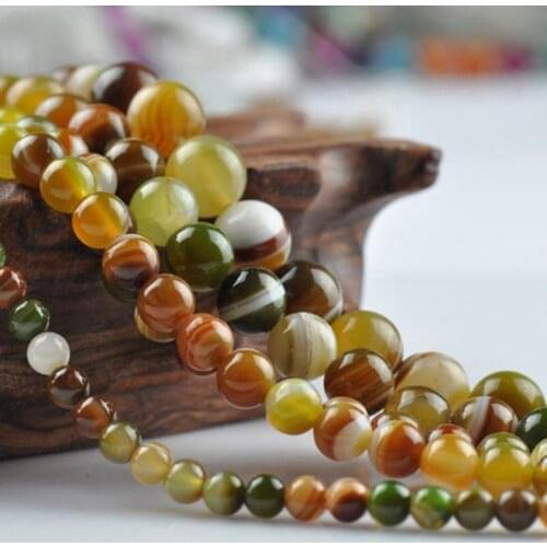 Pure Natural AAA yellow stripe Agate Lotus Prayer Imitation Gemstone Beads Tourmaline Round Spacer Beads 6/8/10/12mm 004001007