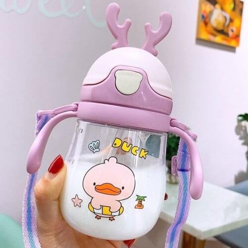 Childrens Cups Creative Cartoon Baby Feeding Cups with Straws Leakproof Water Bottles Outdoor Portable Kids Water Sippy Cup