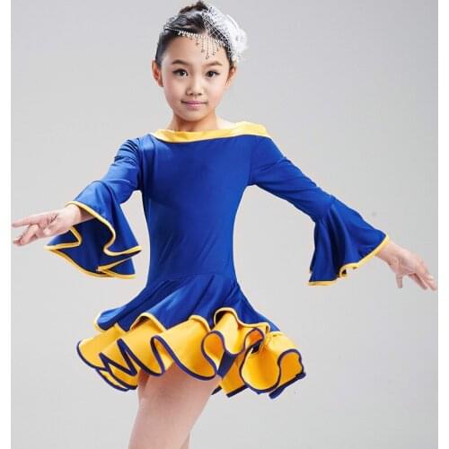 New Girl Dancewear Latin Competition Dancing Dresses Children Cha-Cha Waltz Dance Child Latin Dance Dress for Girls