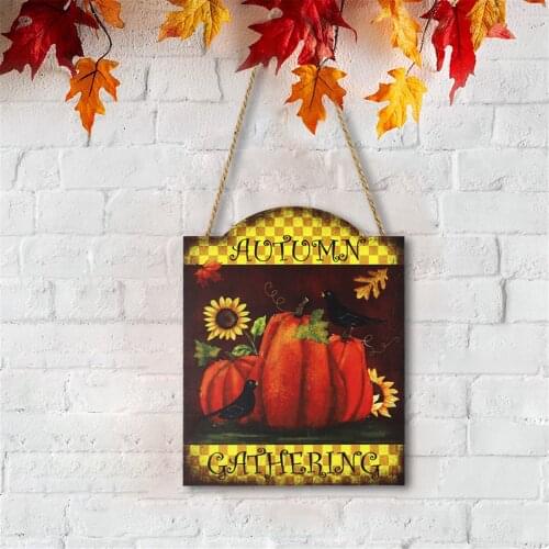 Door Pendant Thanksgiving Day Wooden Pumpkin Turkey Led Lamp Door Listing Indoor and Outdoor Decorations GQ
