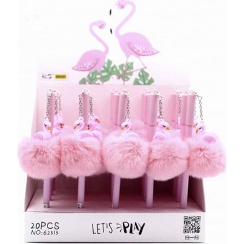 Ellen Brook 1 Pcs Flamingo Cute Rabbit Hair Stationery Kawaii School Office Supplies Gel Ink Pen Tools Stationery Pens