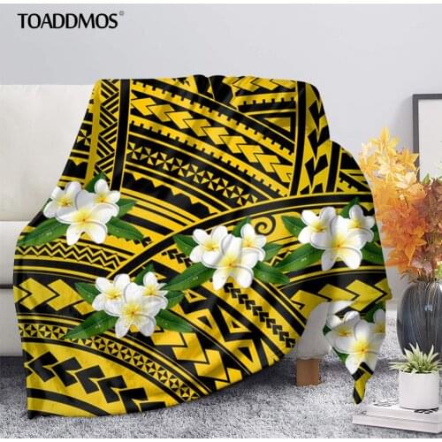 TOADDMOS Polynesian Plumeria Design Fleece Blanket Comfort Soft Thin Quilt for Kids Adults Premium Home Bedding Sofa Nap Blanket