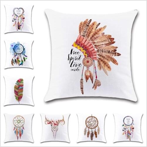 Dreamcatcher Indian feather white Cushion Cover Decoration Home sofa chair car seat Decor friend kids bedroom gift pillowcase