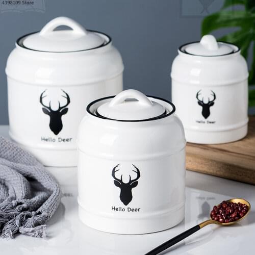 Ceramic lid sealed cans candy cans household snack storage bottle coffee beans tea cans kitchen multigrain storage container