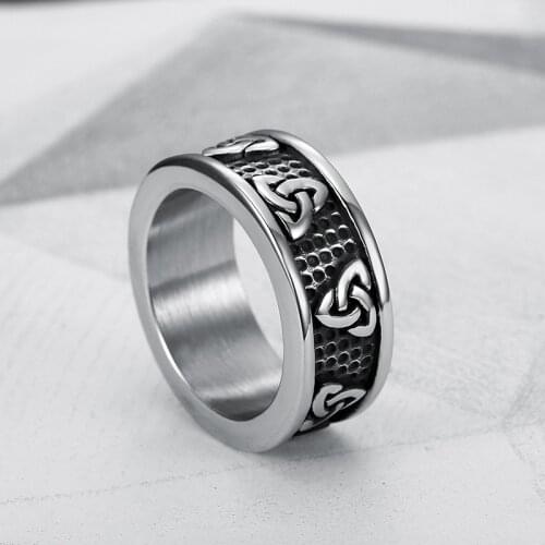 Retro Celtics Knot Rings For Men Women Stainless Steel Viking Simple Ring Punk Celtics Trinity Mens Ring Nordic Amulet Jewelry