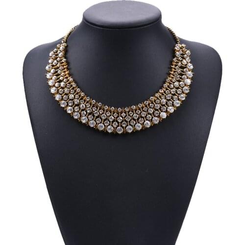 2020 ZA Statement Chokers Necklaces Women Large Collar Big Choker Necklace Femme Indian Jewelry Pearl Crystal Necklace For Women