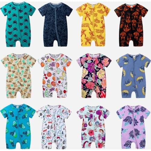Unisex Baby Bodysuits Short Sleeve Summer Clothing Multi-color Options Cotton One Piece Printed Shortalls for Newborn Baby Items