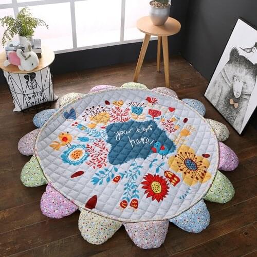 Animal Round Area Rug Baby Play Rug Soft Plush Nursery Rugs Non-Slip Children Carpet for Bedroom Home Decor Rugs Picnic Carpet