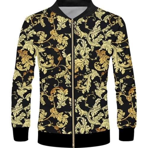 Zip Up Jacket New Golden Leaves Femme/homme 3d Print All Seasons Casual Suitable Baroque Funny Trendy EU Size Zipper Coats IFPD