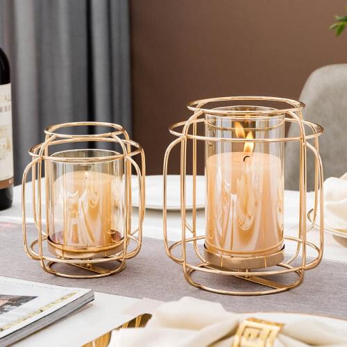 Metal Candle Holders Gold Candle Rack Round Iron Candlestick Home Christmas Party Table Centerpiece Decoration Home Decore