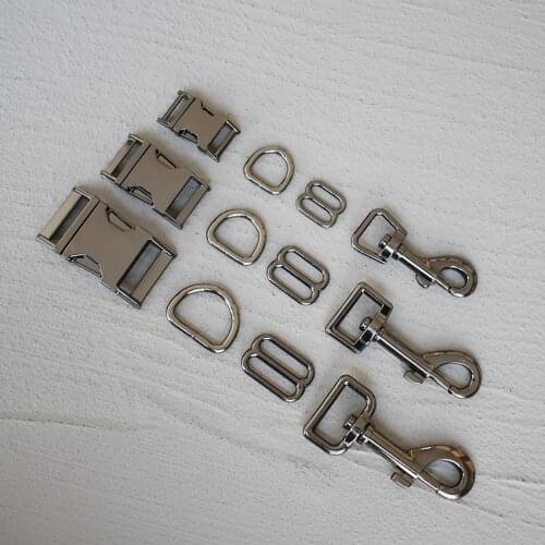 50 Sets 15/20/25mm Gun Black Metal Straps Slider D Ring Release For Pet Dog Collar Paracord Sewing Accessory Strong Hardware