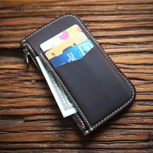 Genuine Leather Mini Wallet Multi-Card Position Credit Card Holder Thin Coin Purse For Men Portable Bifold Male Clutch Bag