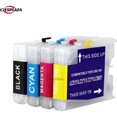 CISSPLAZA LC51/LC57/LC37 Refillable ink Cartridge compatible for DCP-130C/135C/153C/157C/330C/350C/155C/540CN/560CN FAX1355/1360