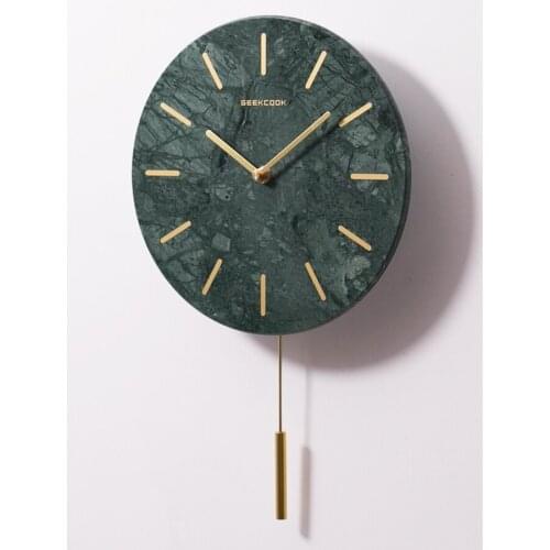 Nordic Marble Wall Clock Living Room Bedroom Modern Minimalist Silent Clock Creative Swing Watch Wall Home Decor 50Q244