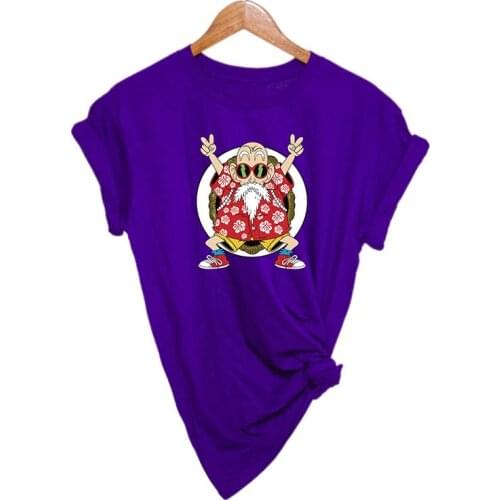 New Japanese cartoon T-shirt womens top shirt bottom round neck sexy black cotton T-shirt womens fashion casual T-shirt Size