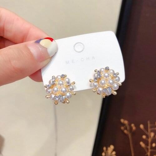 ​ZDMXJL 2021 New Fashion Womens Earrings Fine Pearl Ball Ear Stud Earrings For Women Party Girl Jewelry Gifts Wholesale