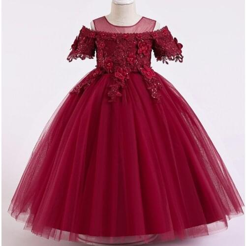 New flower girl Princess Dress birthday party lace dress flower children wedding dress formal Eucharist dinner Jacquard Dress