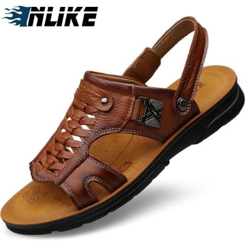 New Genuine Leather New Casual Men Soft Sandals Comfortable Men Summer Leather Sandals