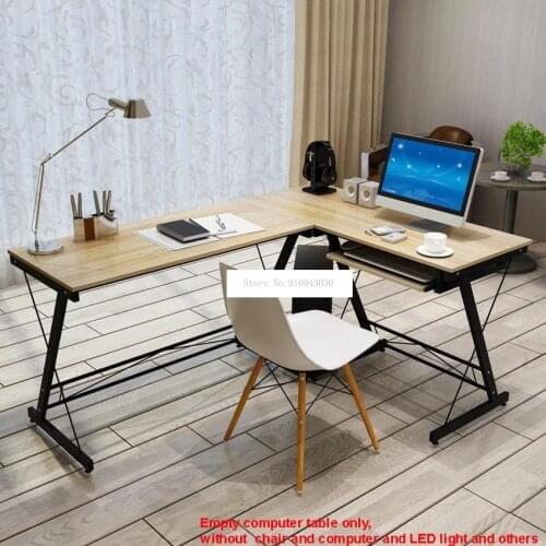L-Shape Office Writing Desk Corner Computer Desk Wood Right-angle PC Laptop Table Home Furniture Gaming Study Table Steel Frame