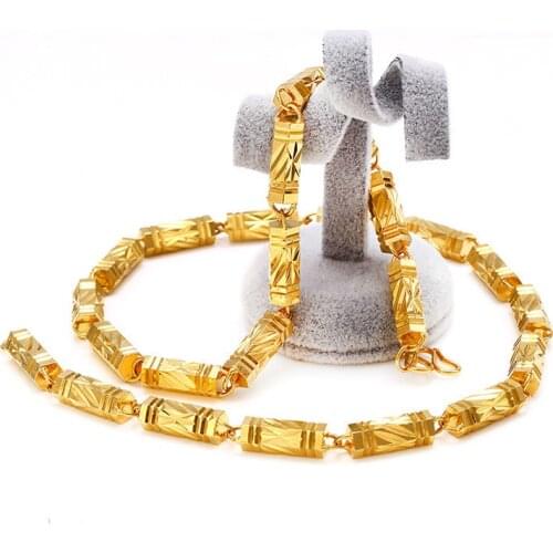 6MM 60CM Ethiopian Necklace Men Gold Filled Jewelry Brazil Arab/African/Ethiopia/India/Cuba Hexagon Column Chain Necklace Male