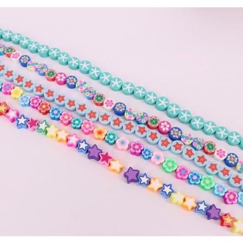 10 mm wheel bead polymer with star shape flower pattern for necklace bracelet design material