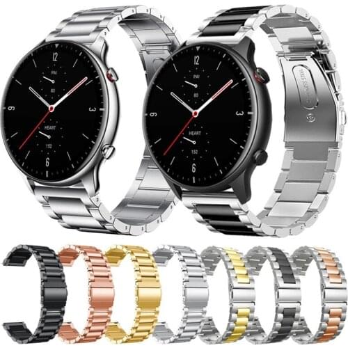20 22mm Watch band for gear S3 S2 loop Stainless Steel bracelet for galaxy watch 3 41 45mm for Amazfit Bip Huawei GT Sport Strap
