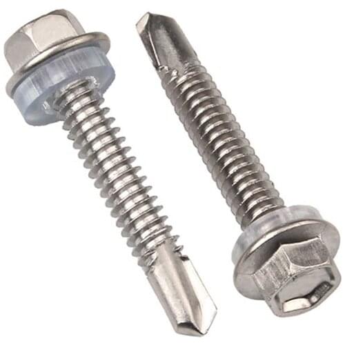 304 Stainless Steel Self-Drilling Hex Screw Cross Hexagonal FlangeHead Screws Wood Nail M3.5 M4.2 M4.8 M5.5 M6.3