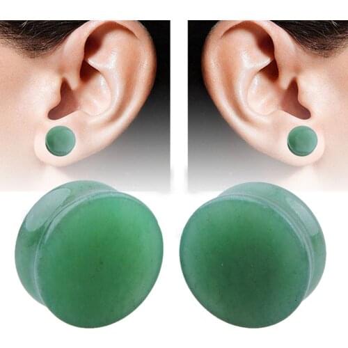 1 Pair Fashion Aventurine Stone Ear Expander Ear Piercing Stone Ear Plugs Tunnels Gauges Ear Stretcher Body Piercing Jewelry