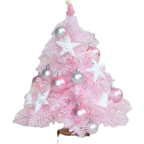 Net Red Pink Christmas Tree 45cm Package Artificial fake Tree Mini Desktop Decoration Ornaments Festival Party Supplies Xmas