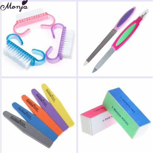 Monja Nail Art Cleaning Brush Sponge Block Buffing Sanding Remove Dust Powder Cleaner For Nail Acrylic UV Gel Manicure Care Tool