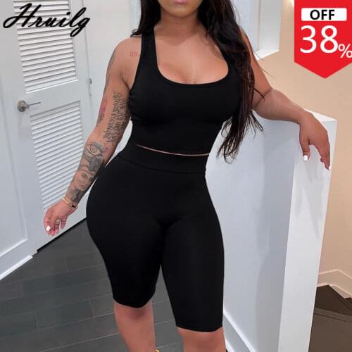 Shorts Set Women Sleeveless Solid Color Skinny Sweat Suits Women Matching Sets Fashion New Arrival Elastic Waist Clothes Women