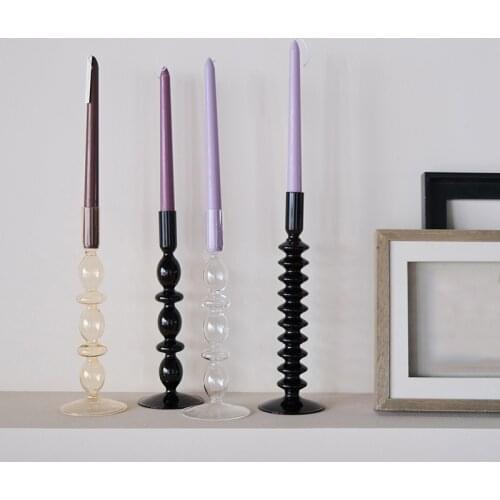 Glass Candle Holder For Home Decor Decorative Handmade Candle Holders Wedding Decorations Romantic Pillar Candlestick Holder