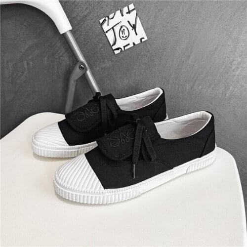 New White Shoes Female Students Fashion Trend Solid Embroidery Color Cotton Womens Casual Shoes Lace-Up Round Toe Women Shoes