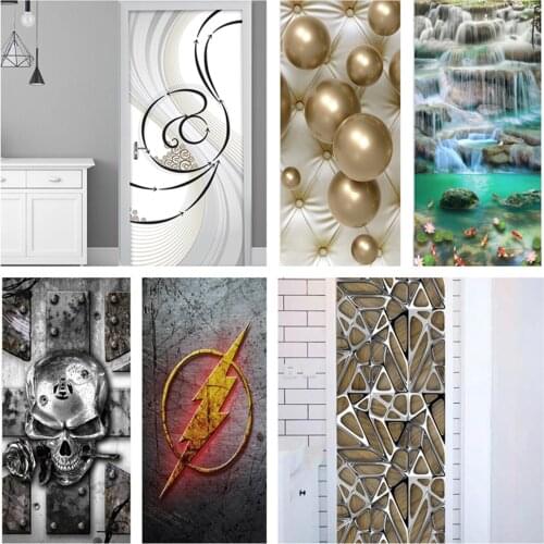 Vinyl Self-adhesive Door Stickers For Bedroom Living Room Waterproof Home Design Renew Wallpaper Art Decor Murals Custom Size