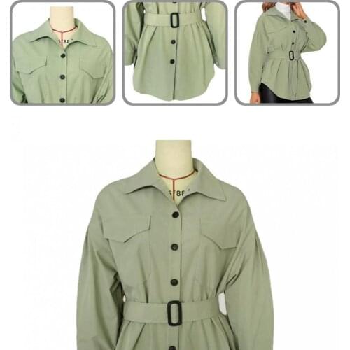 Warm Belt Long Sleeve Women Shirt Coat for Daily Wear Women Coat Warm Belt Long Sleeve Women Shirt Coat for Daily Wear